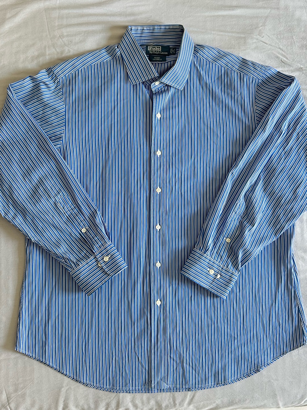 Polo Ralph Lauren Regent Custom Fit Royal Blue/White Striped Dress Shirt 2XL
